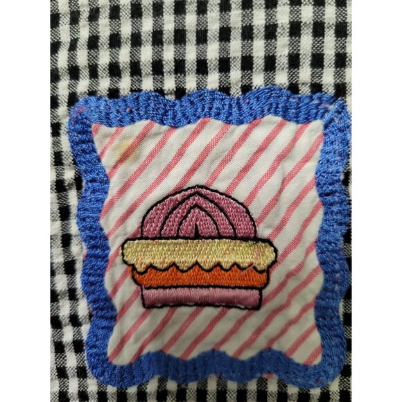 Vtg Bobbie Brooks Womens Black Gingham Short Sleeve Button-Up Shirt M Patchwork - Picture 9 of 12